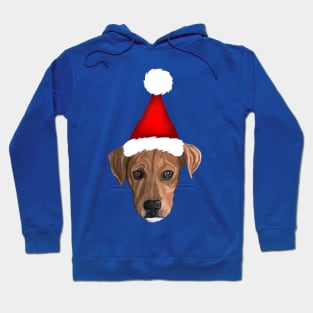 Brown Pitbull Santa Christmas Pup Hoodie